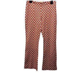 Maeve Anthropologie Orange Mot Floral Patterned Stretch Pants Size S